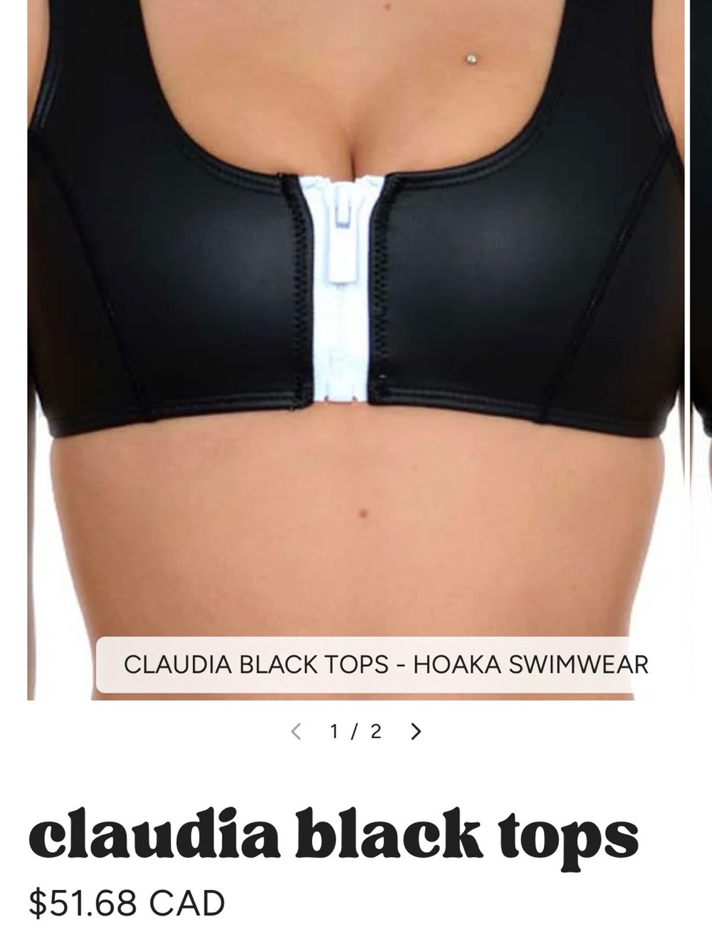 Hoaka Black Top with White Front Zip and button - swimming suits - Picture 7 of 8